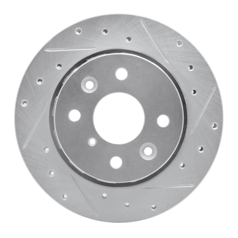 Kia Spectra Brake Rotor (1) - Front Right - R1 Concepts - Drilled & Slotted - Silver - `94-`00 Kia Spectra Brake Rotor (1) - Front Right - R1 Concepts - Drilled & Slotted - Silver - `94-`00
